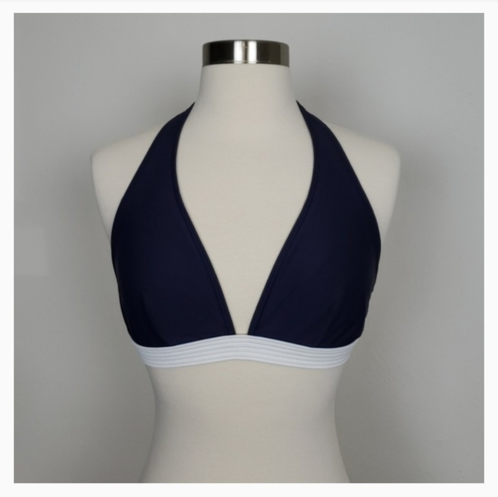 La Blanca Blue & White Halter Top Size 14